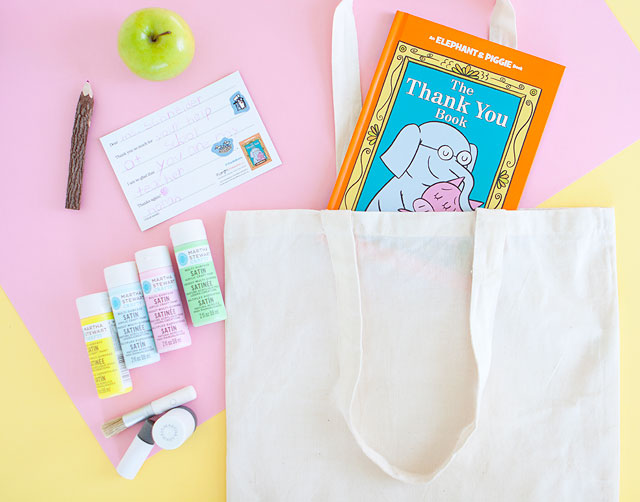DIY Stamped Library Tote Teacher Gift