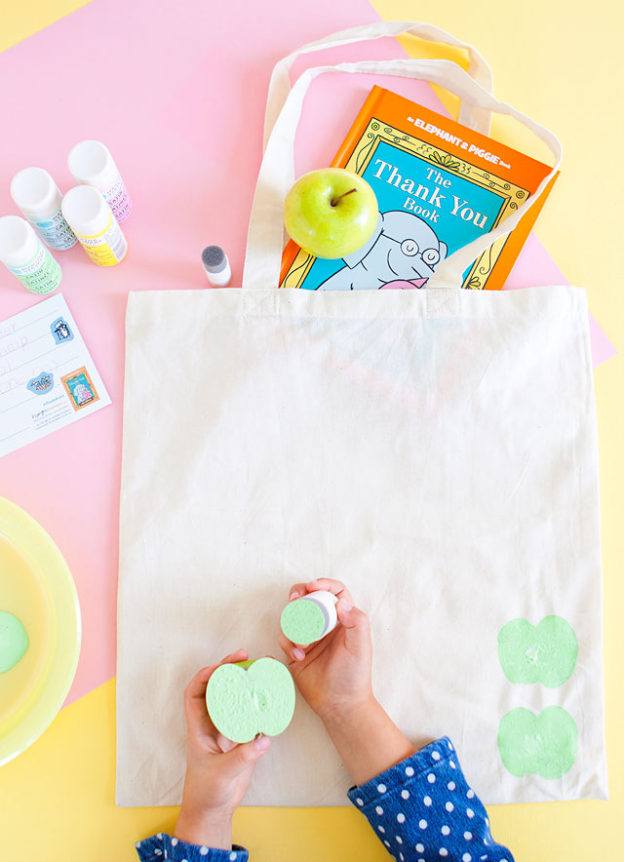 DIY Stamped Library Tote Teacher Gift