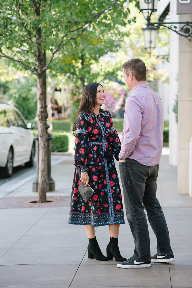 Fall Floral Dress with Steve Madden Booties from Evereve