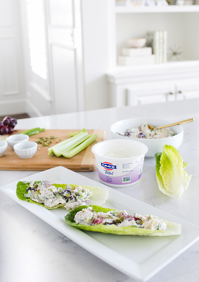 Healthy Chicken Salad Lettuce Boat Recipe with Fage Greek Yogurt